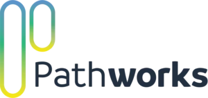 Pathworks logo white background green and blue.