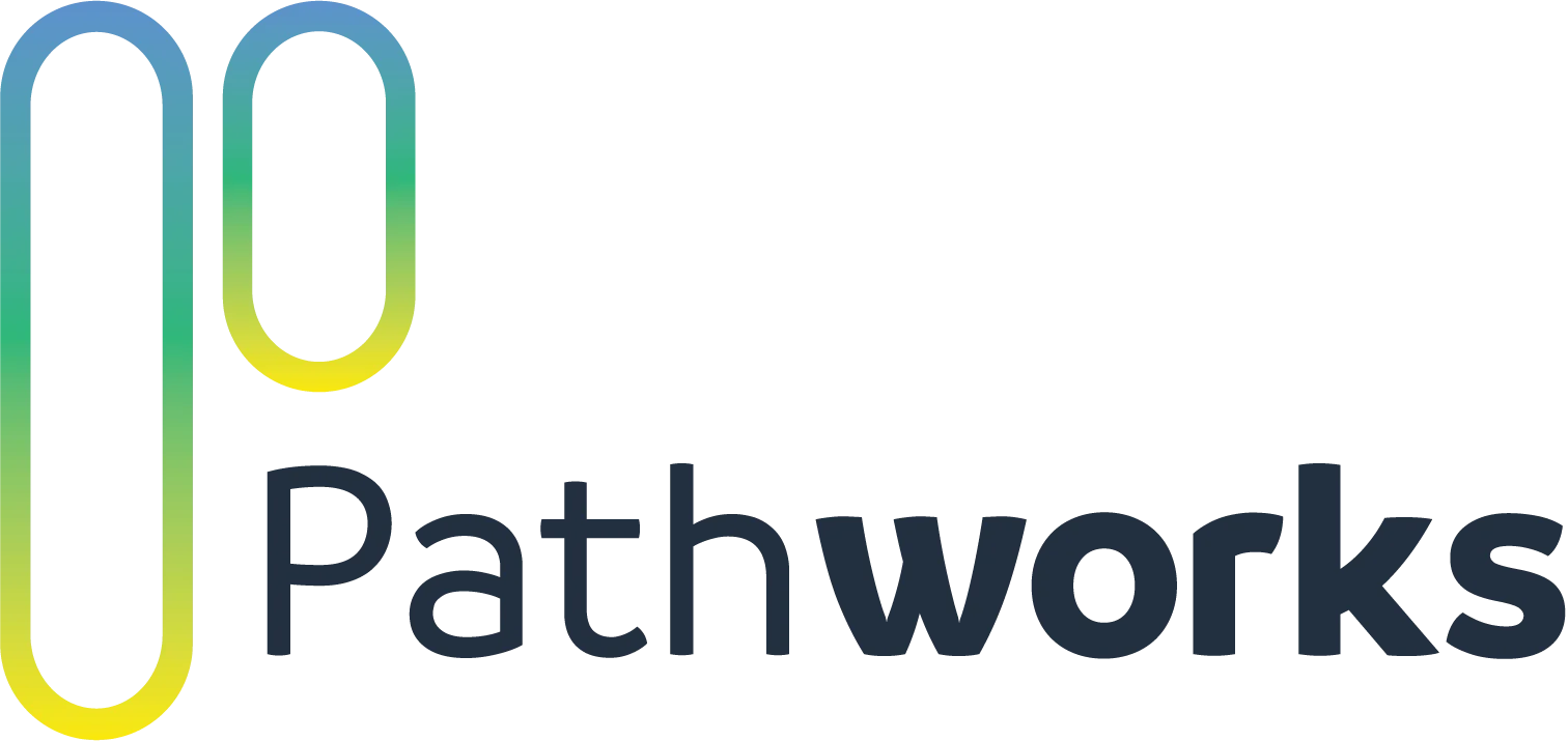Pathworks logo white background green and blue.
